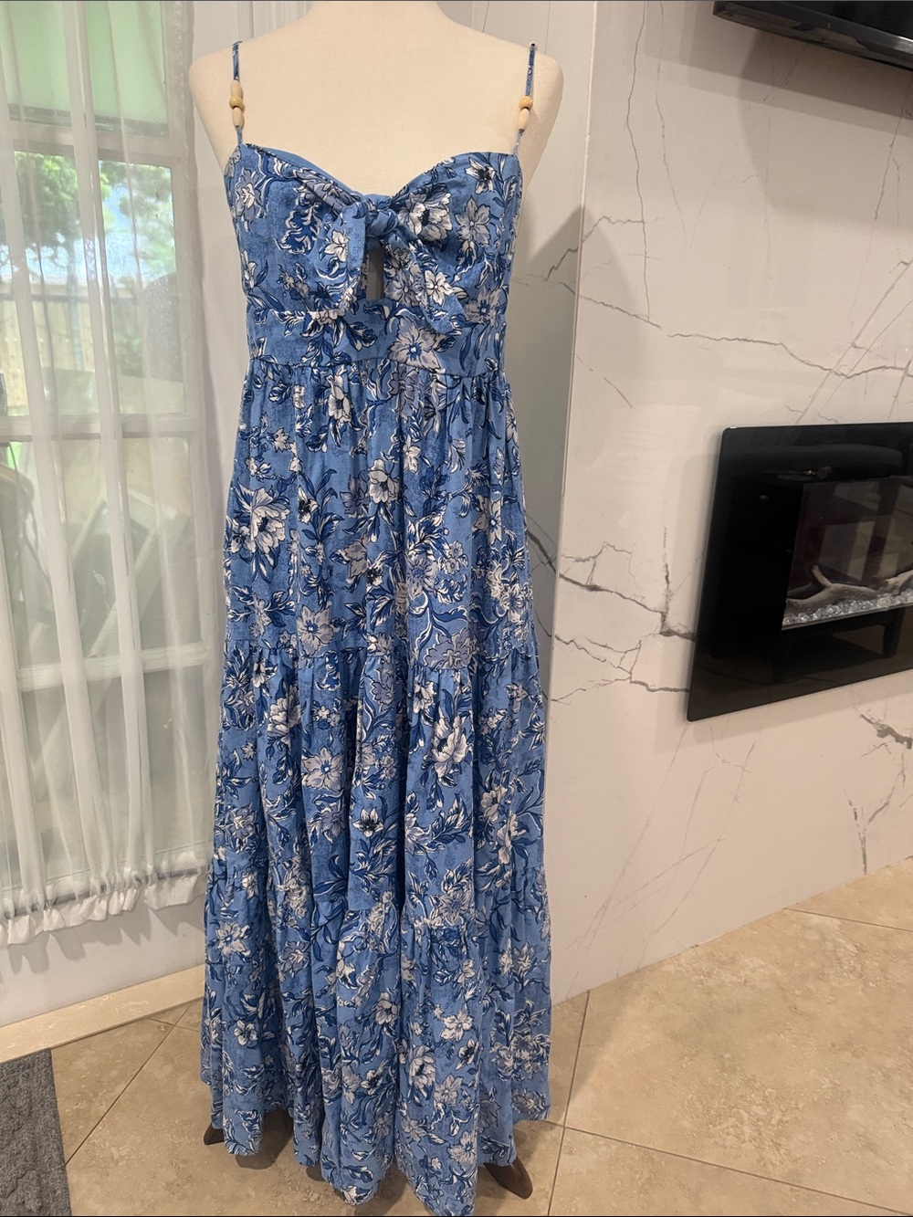 Christian Lacroix Blue and White Floral Maxi Dress